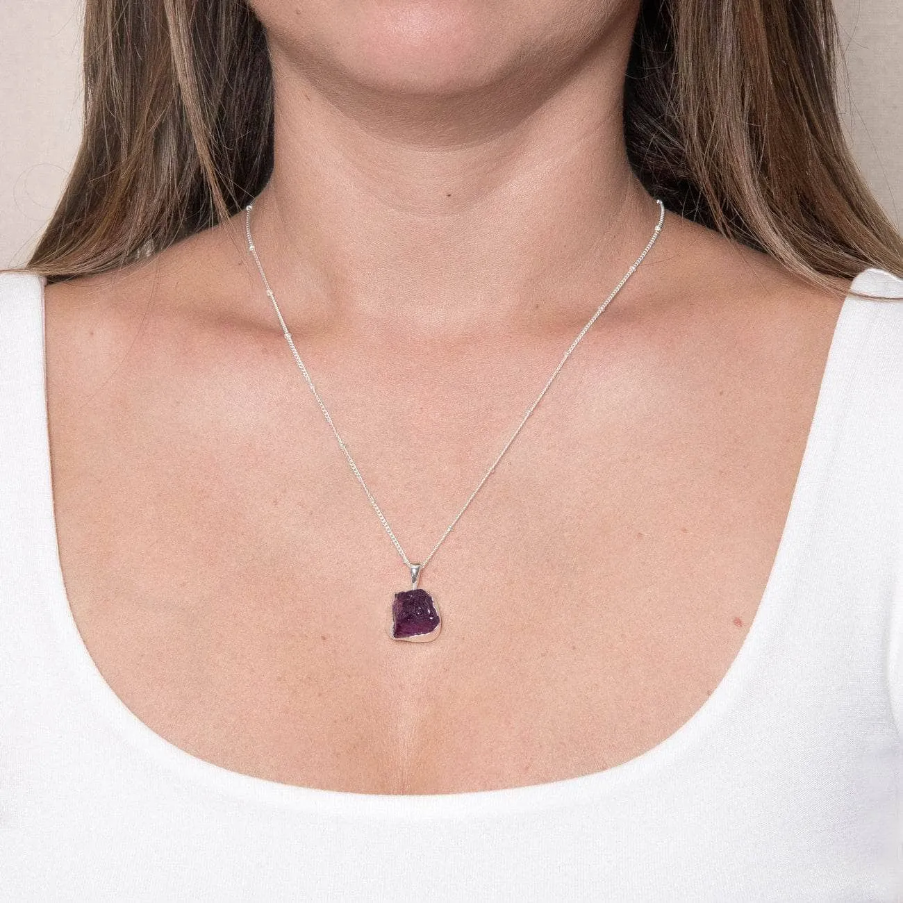 Amethyst Raw Crystal Necklace by Tiny Rituals