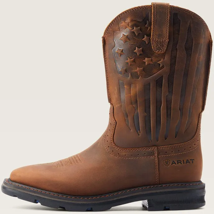 Ariat Men's Sierra Shock Shield Patriot Western Work Boot - Brown - 10044505