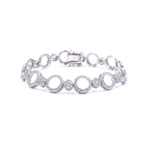 Ashley Gold Sterling Silver CZ Open Circle Design Tennis Bracelet