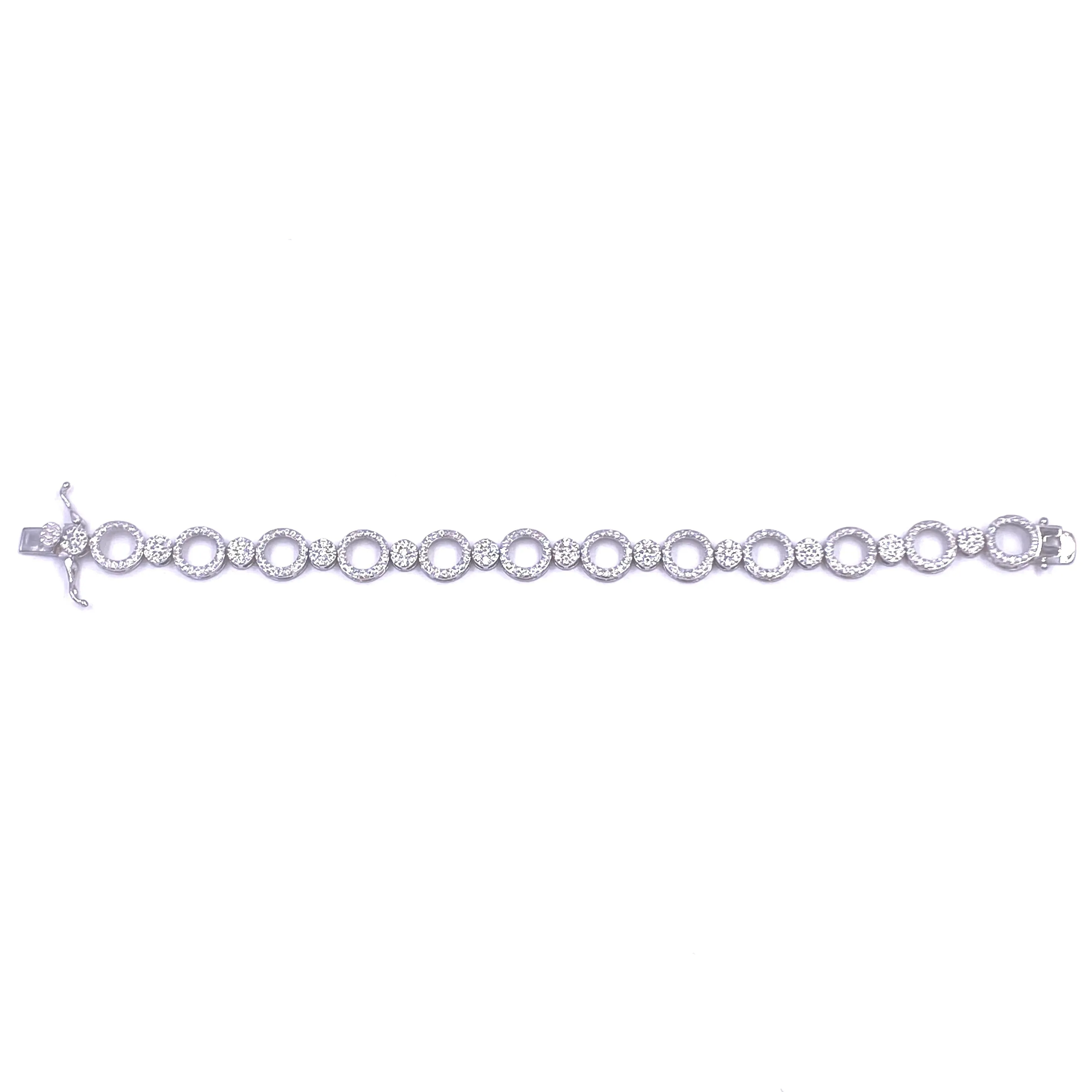 Ashley Gold Sterling Silver CZ Open Circle Design Tennis Bracelet