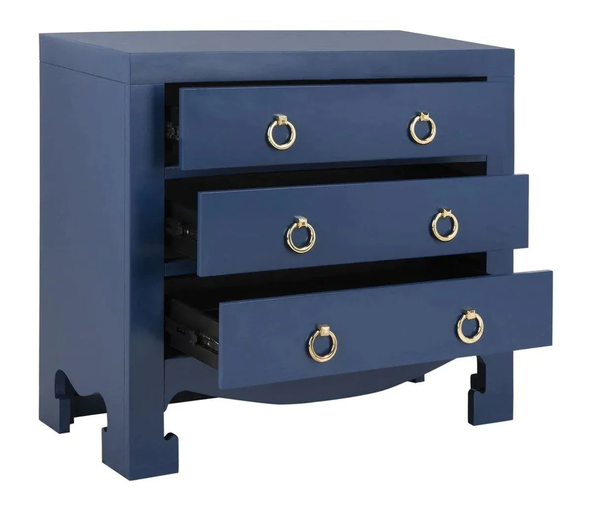 Asian Style 3 Drawer Chest in Blue