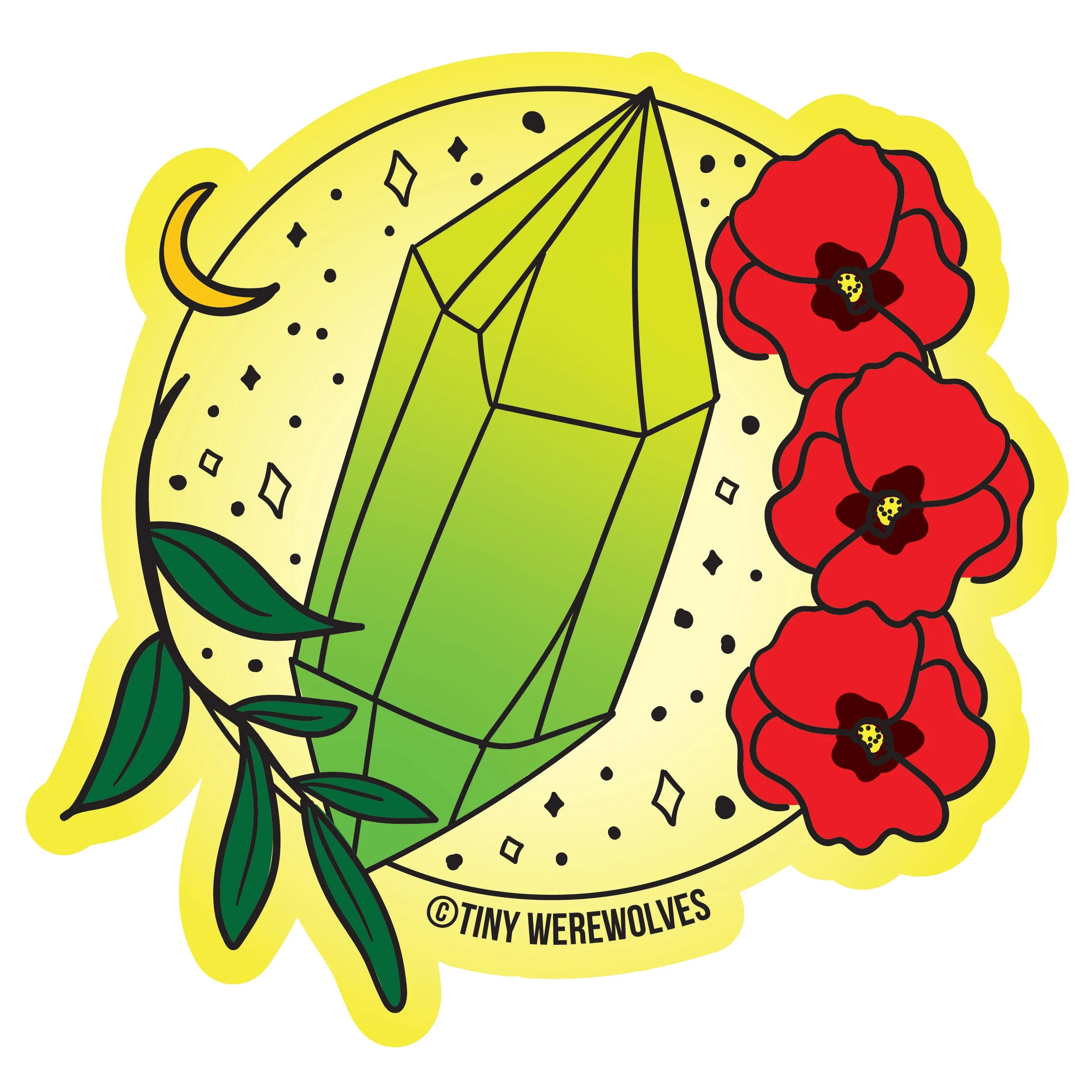 August Crystal & Flower Birthstone Sticker