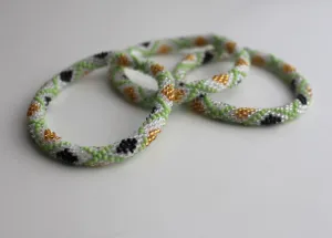 Autumn Gold Green Roll Beads Bracelet