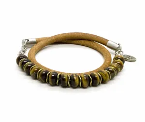 Black Pearl Creations Tiger Eye Pearl and Leather Bracelet