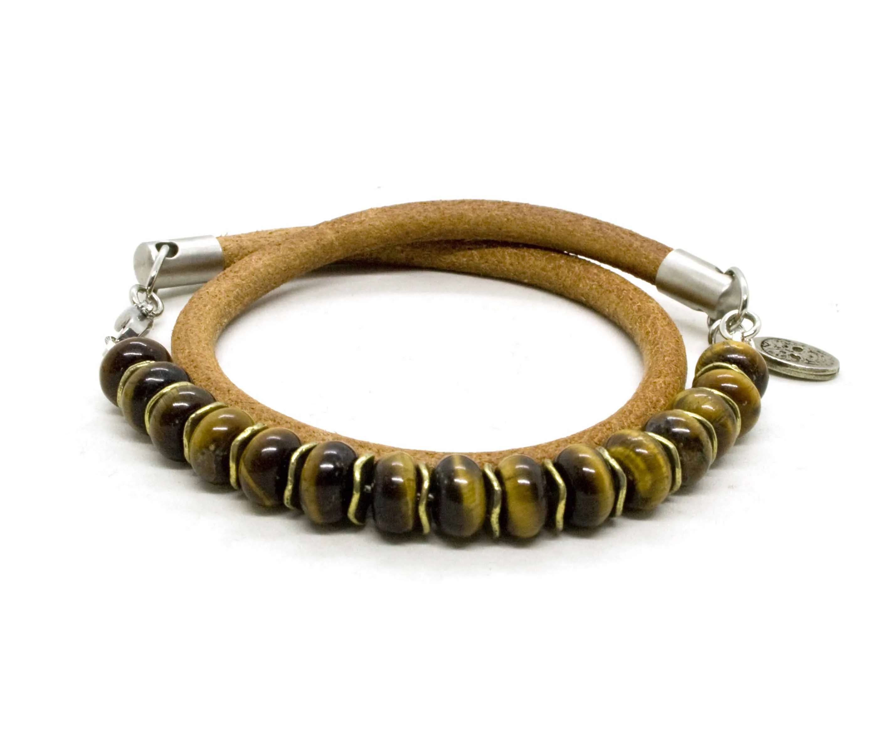 Black Pearl Creations Tiger Eye Pearl and Leather Bracelet