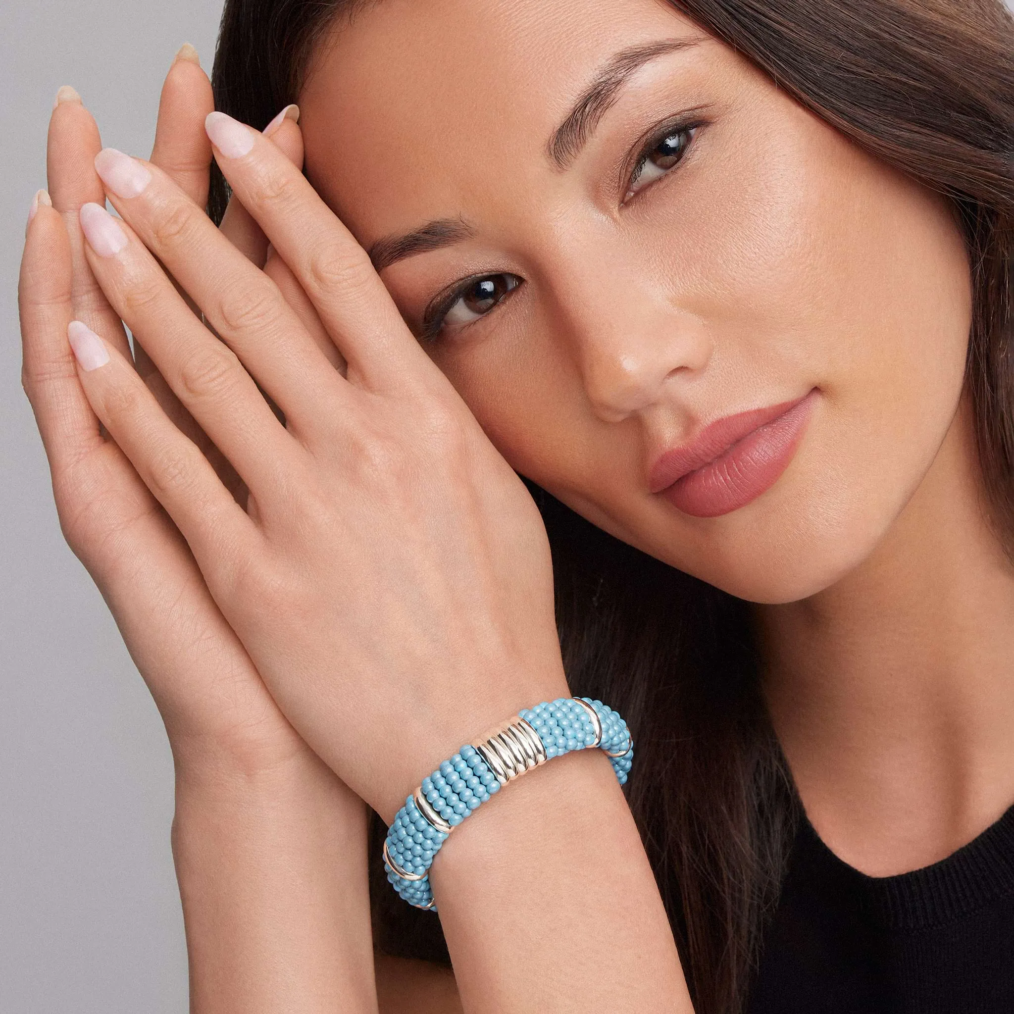 Blue Caviar Statement Ceramic Beaded Bracelet | 15mm