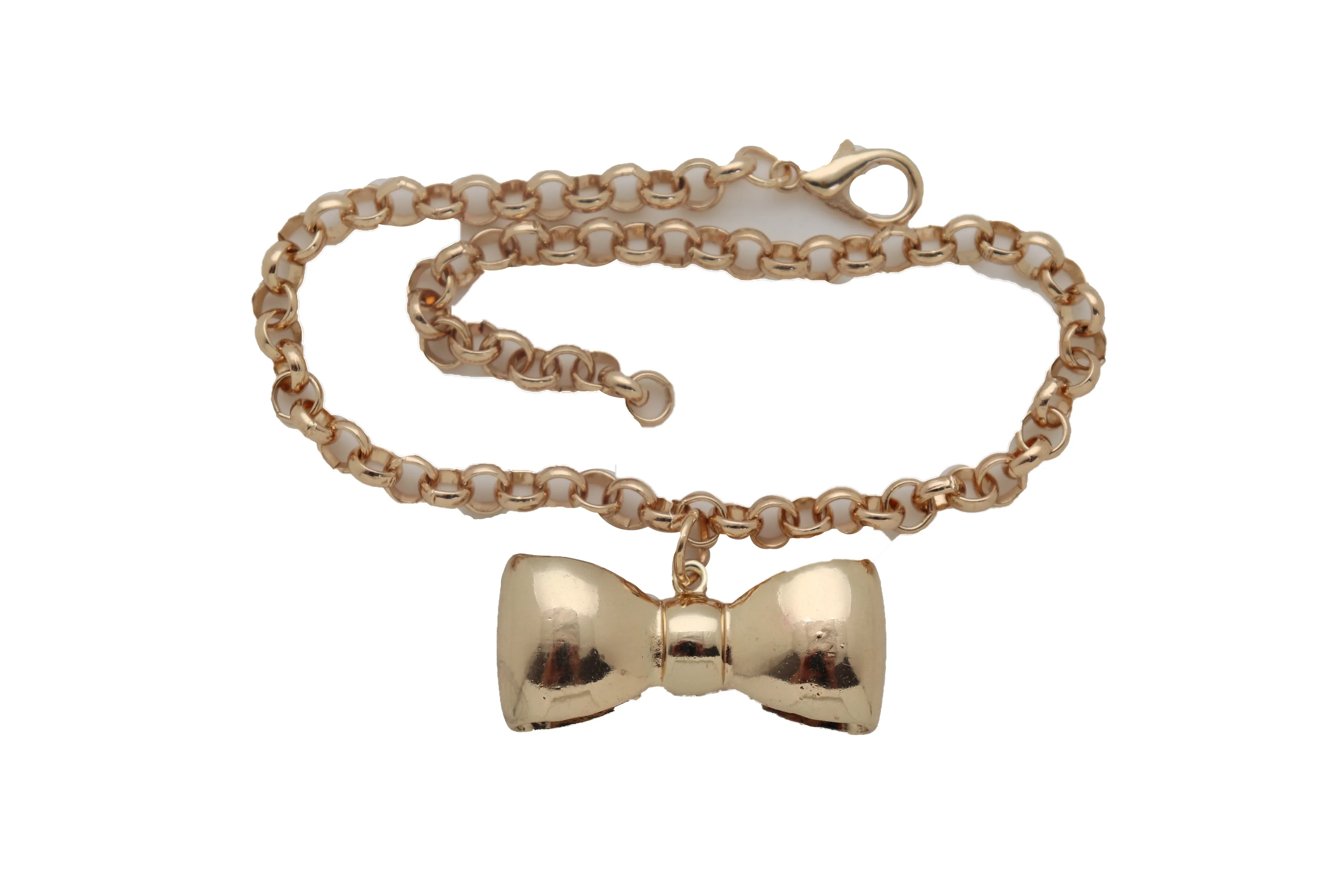 Bow Tie Ribbon Charm Gold Metal Boot Chain