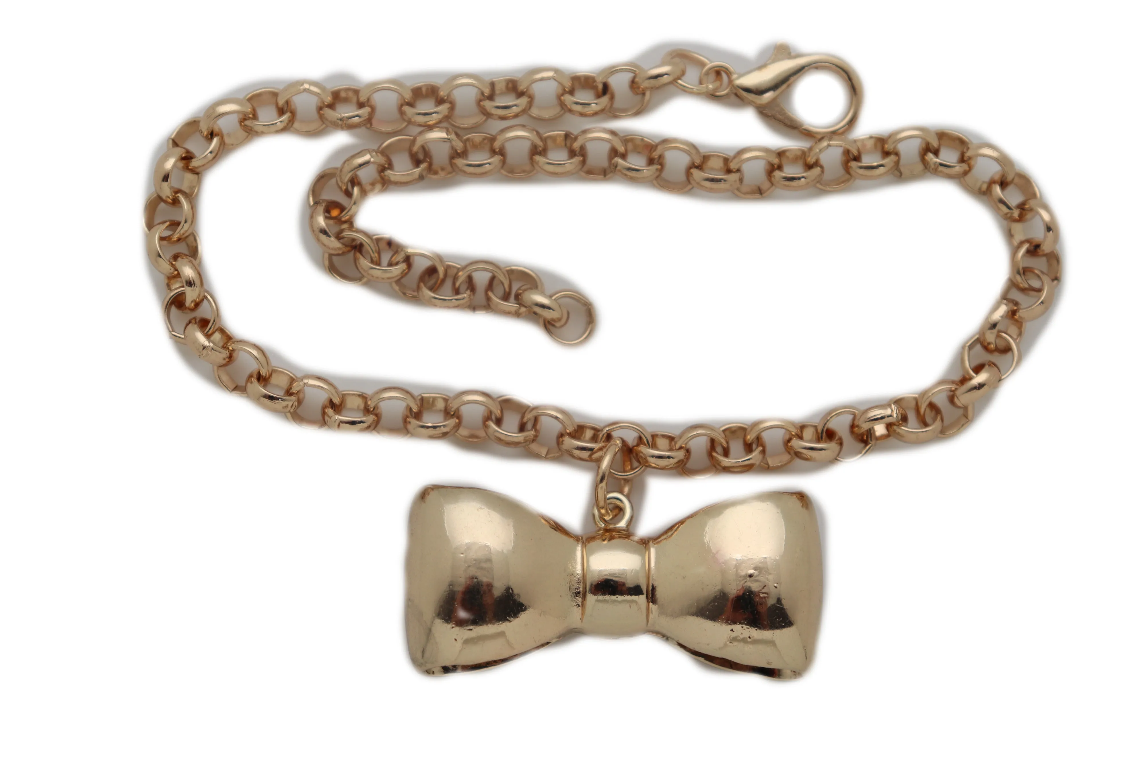 Bow Tie Ribbon Charm Gold Metal Boot Chain