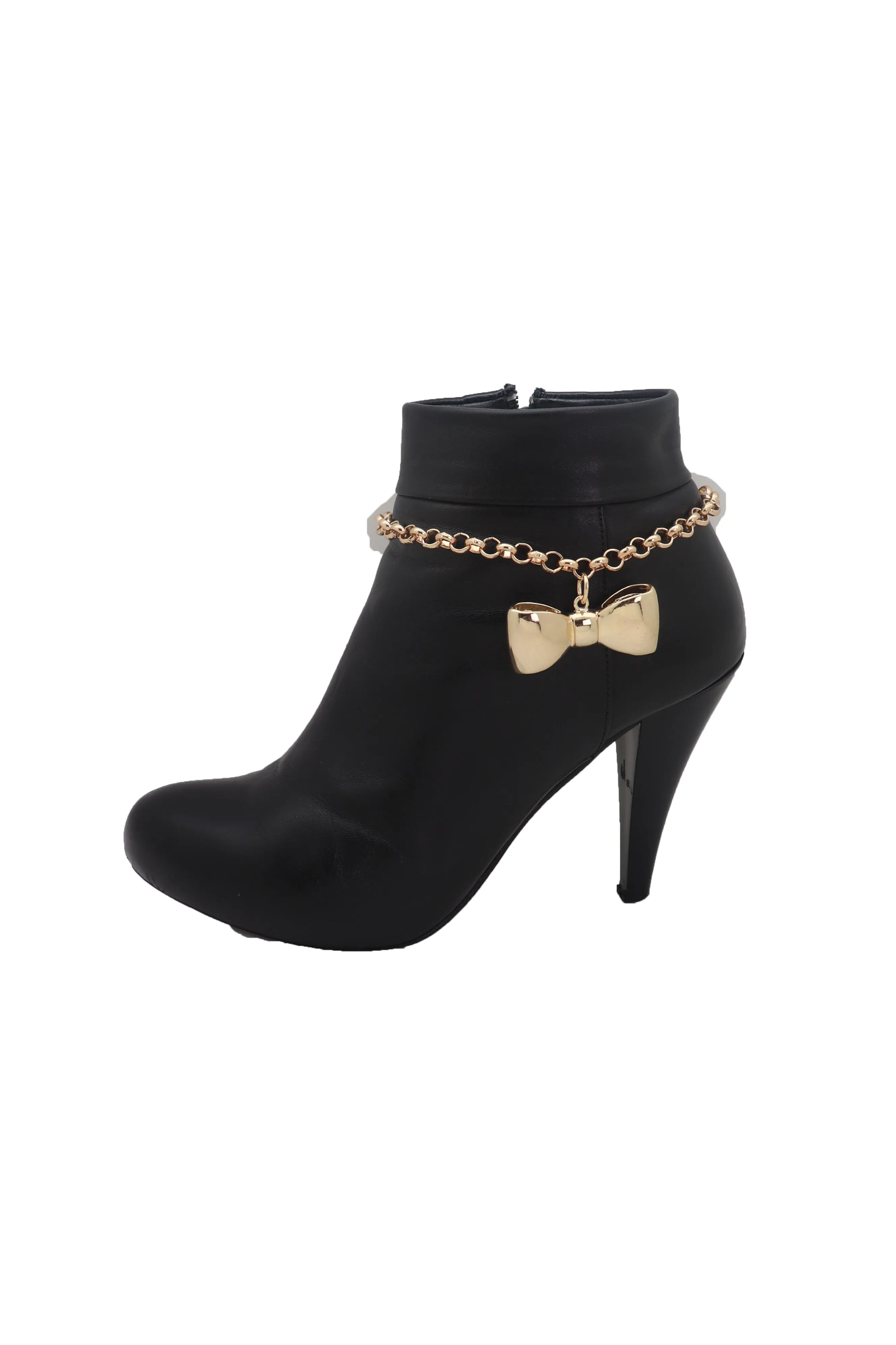 Bow Tie Ribbon Charm Gold Metal Boot Chain