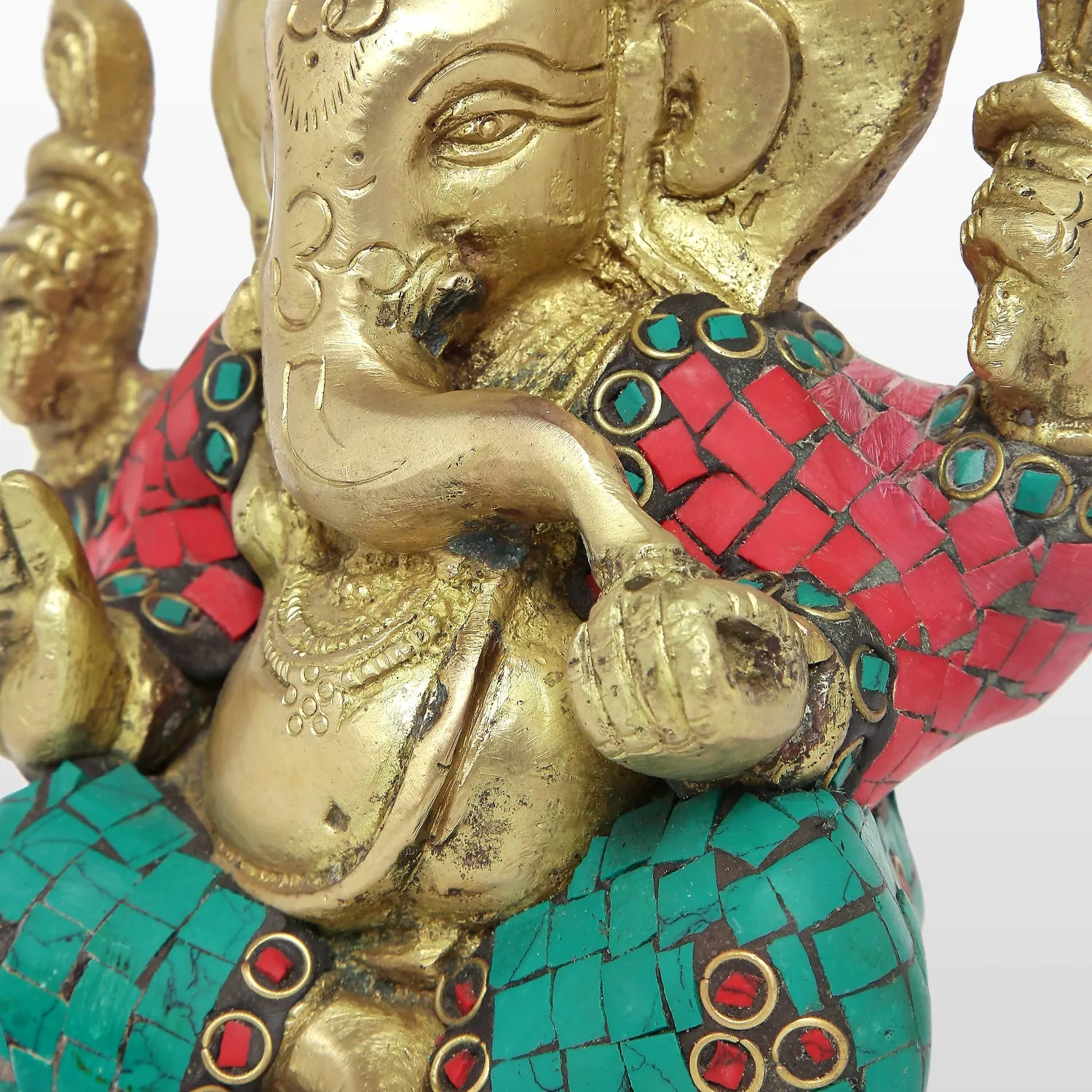 Brass Appu Ganesha with Stonework Small 4.5 in