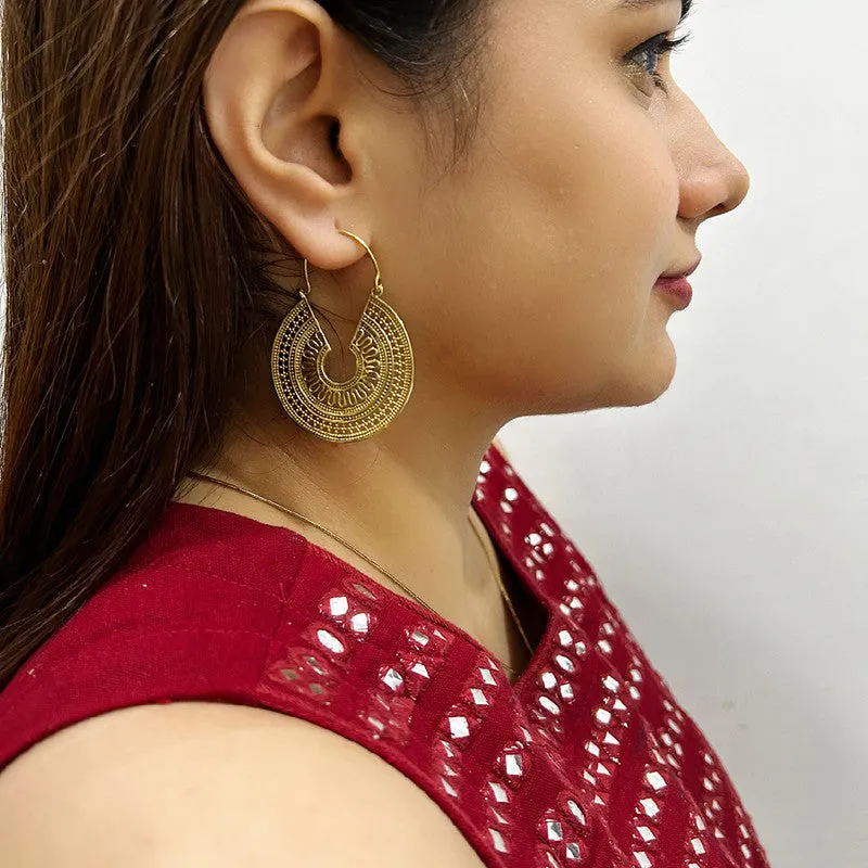 Brass Earrings for Women | Gold | Circle Cut