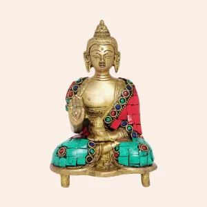 Brass Stonework Blessing Buddha 6 in