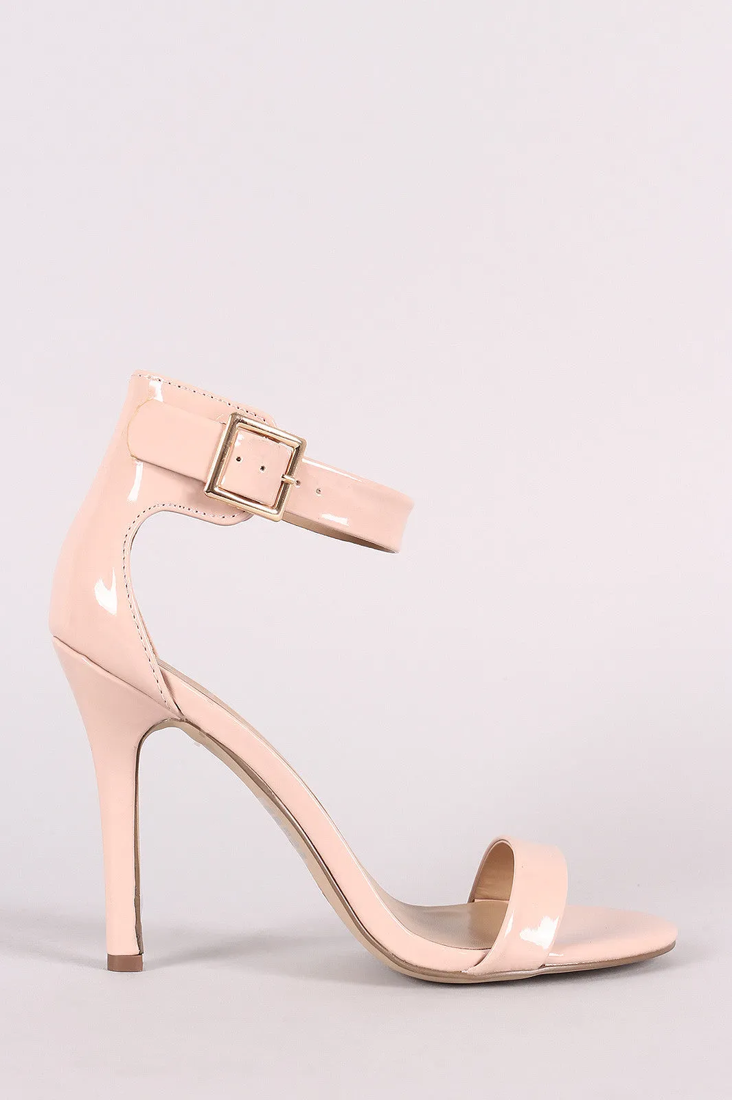 Breckelle Patent Ankle Strap Open Toe Heel