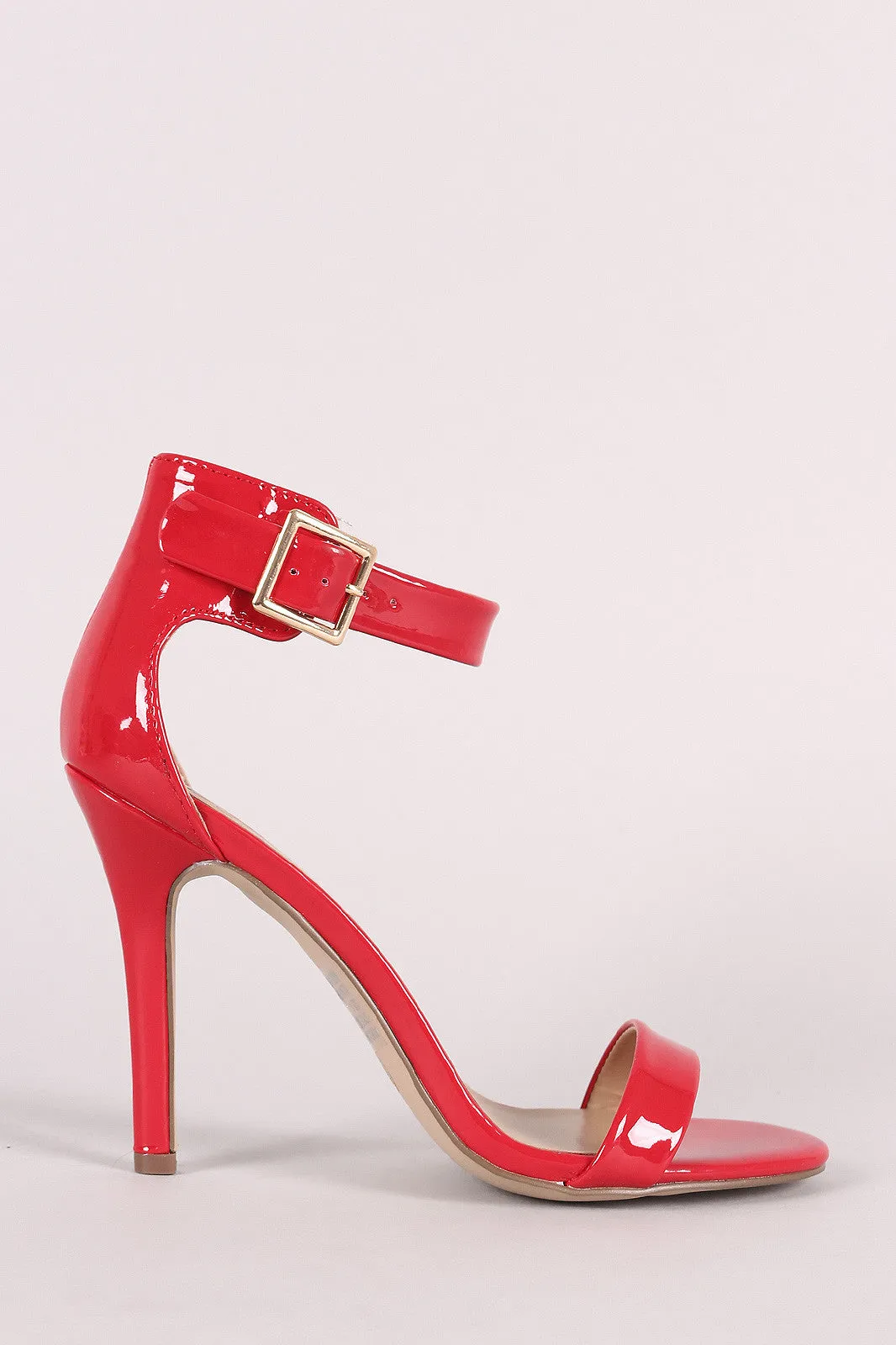 Breckelle Patent Ankle Strap Open Toe Heel