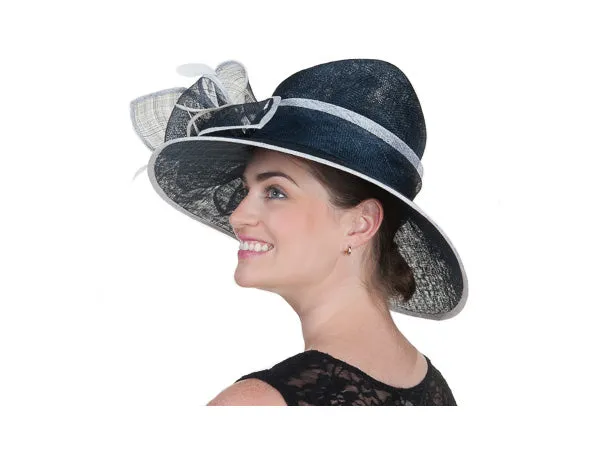 Brittany Pointed Crown Hat Navy and White