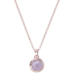 Bronzallure Rose Gold Plated Faceted Amethyst Necklace 45.7cm