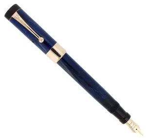 C1927 PARKER SR DUOFOLD BLUE ON BLUE LAPIS FOUNTAIN PEN WIDE CAP BAND RESTORED