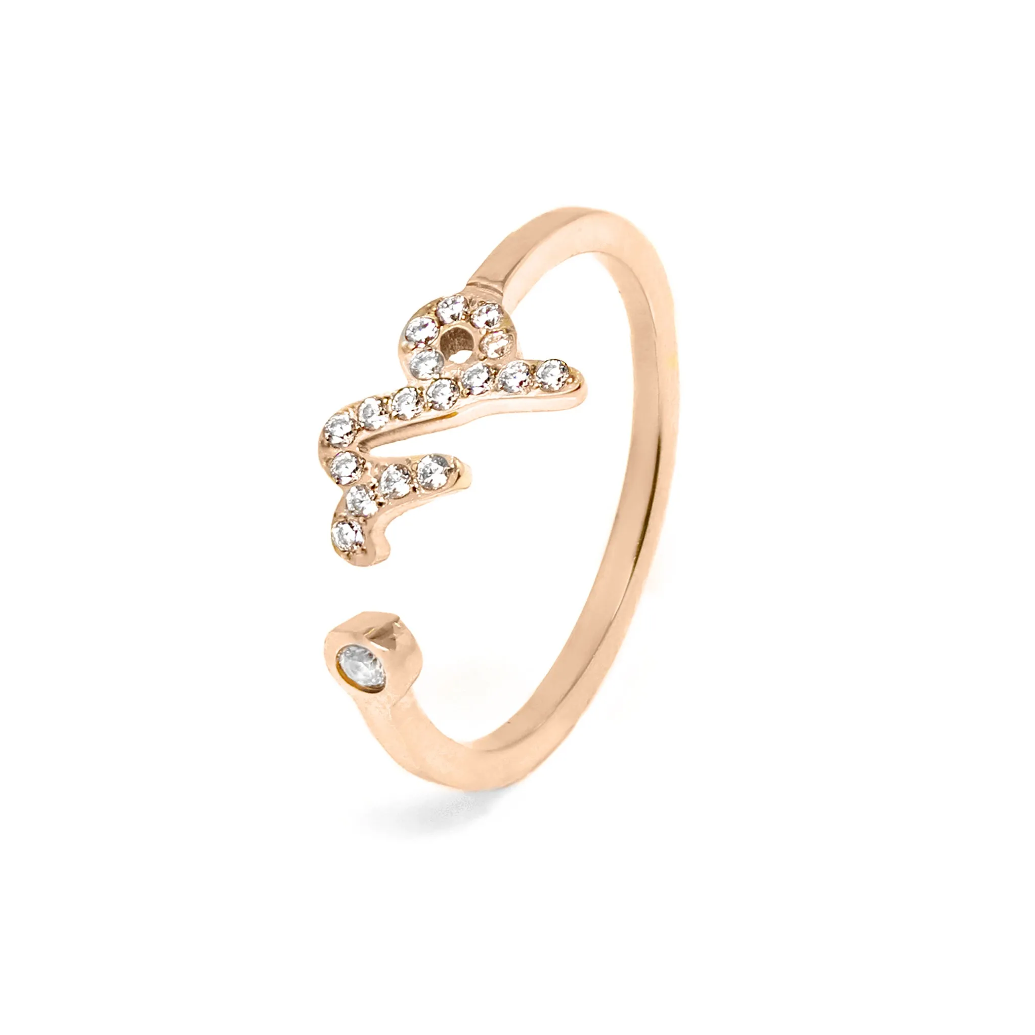 Capricorn Ring with CZ Stones - Rose Gold