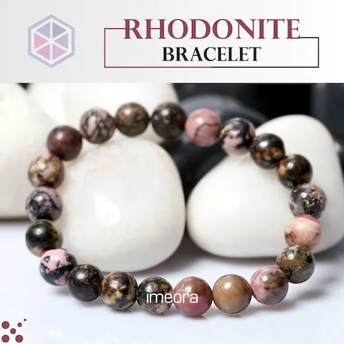 Certified Rhodonite 8mm Natural Stone Bracelet