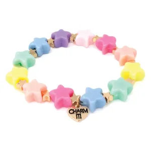 Charm It Bead Stretch Bracelet Gold Pastel Star