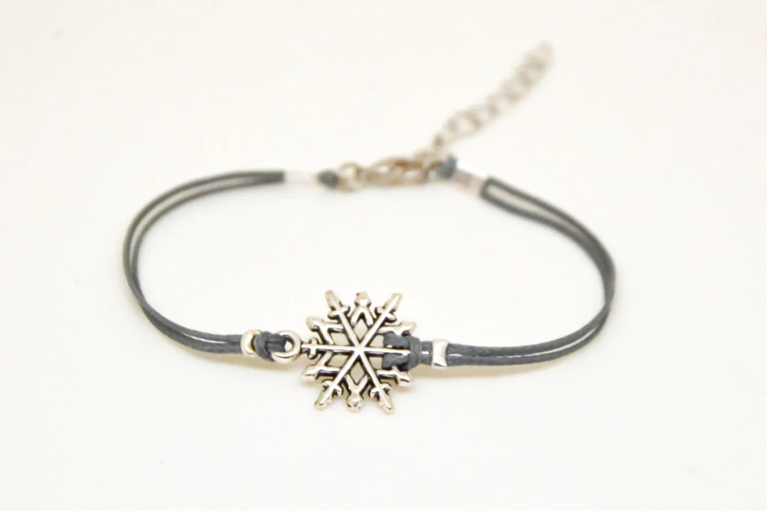 Christmas bracelet, women bracelet with silver snow flake charm