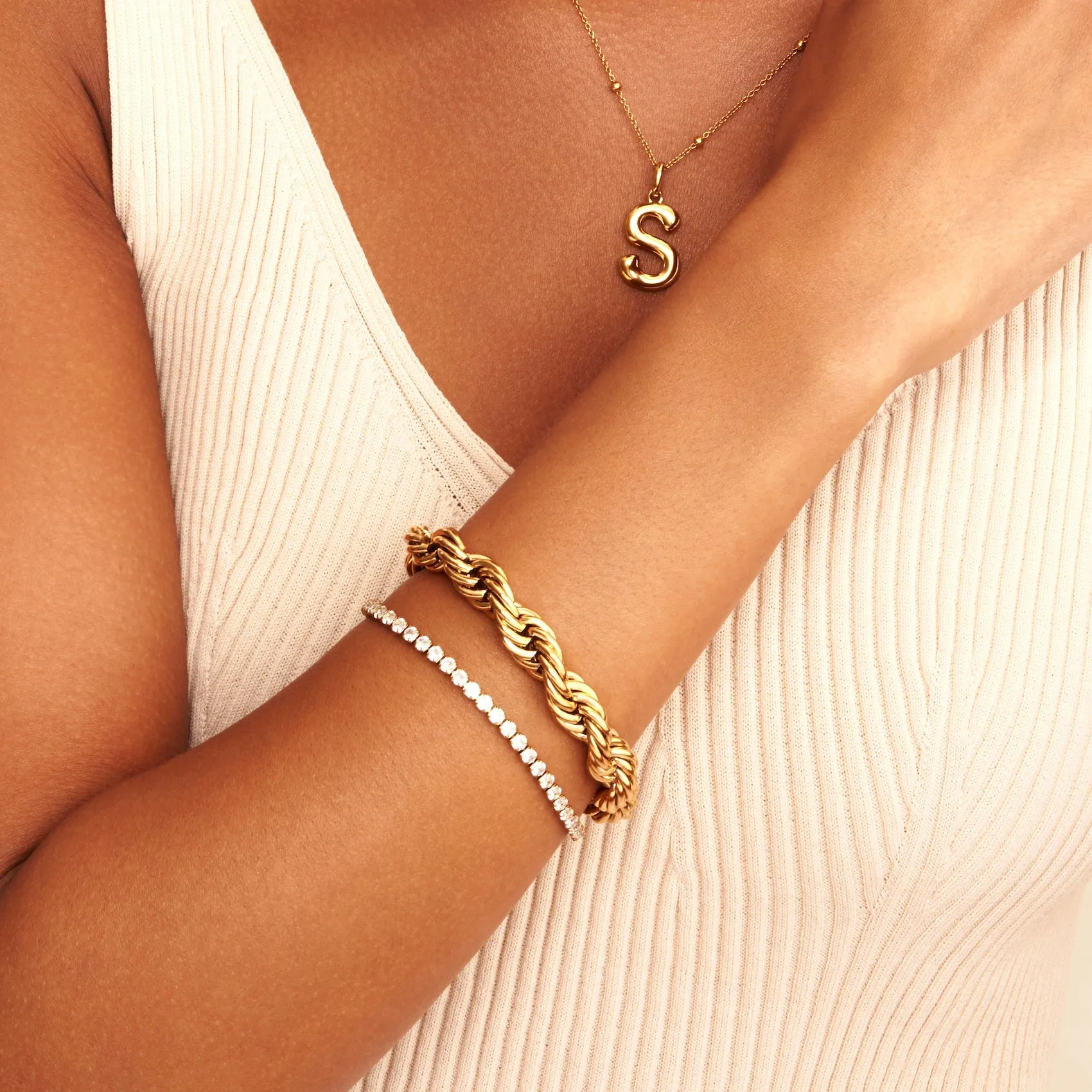 Chunky Rope Chain Bracelet (Gold)