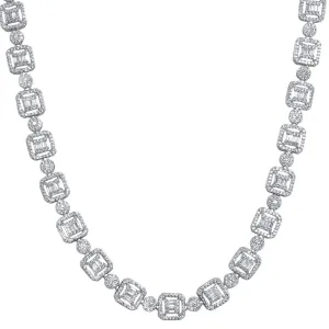 Cluster Baguette Moissanite Iced Out Chain .925 Sterling Silver