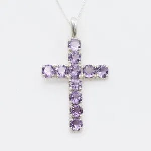 Cross Amethyst Necklace - Natural Amethyst Necklace - Purple Cross Pendant