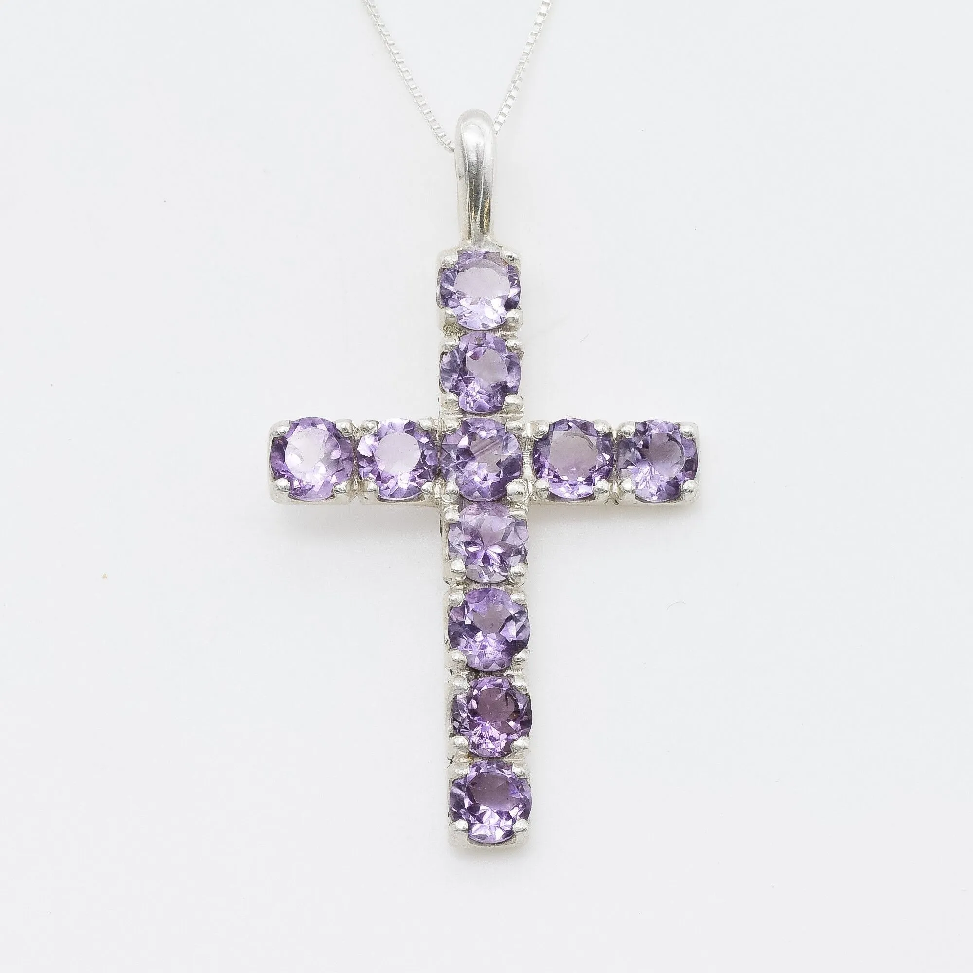 Cross Amethyst Necklace - Natural Amethyst Necklace - Purple Cross Pendant