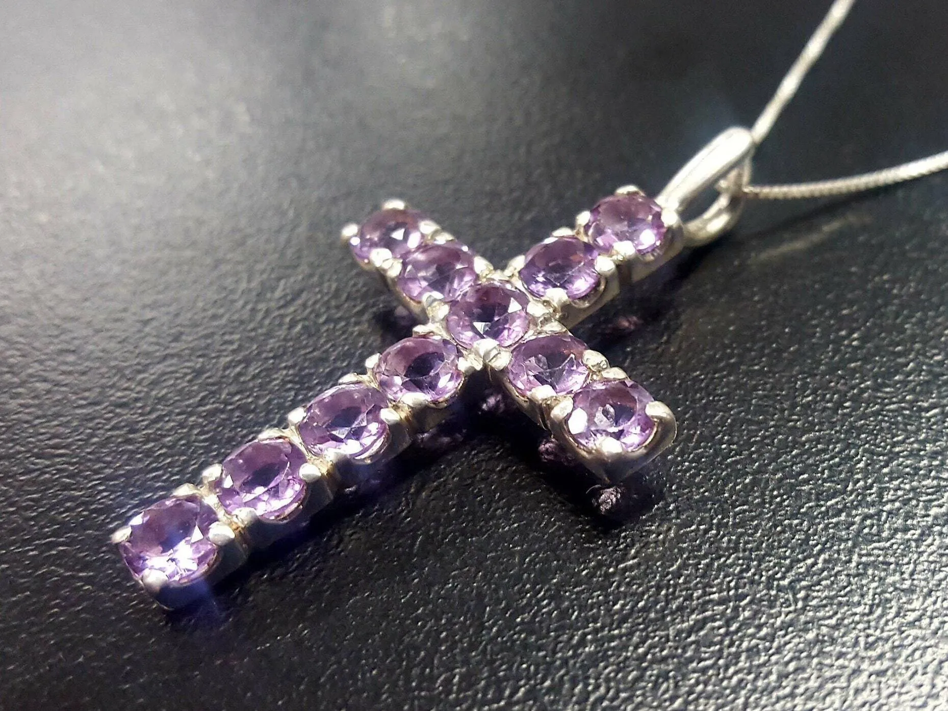 Cross Amethyst Necklace - Natural Amethyst Necklace - Purple Cross Pendant