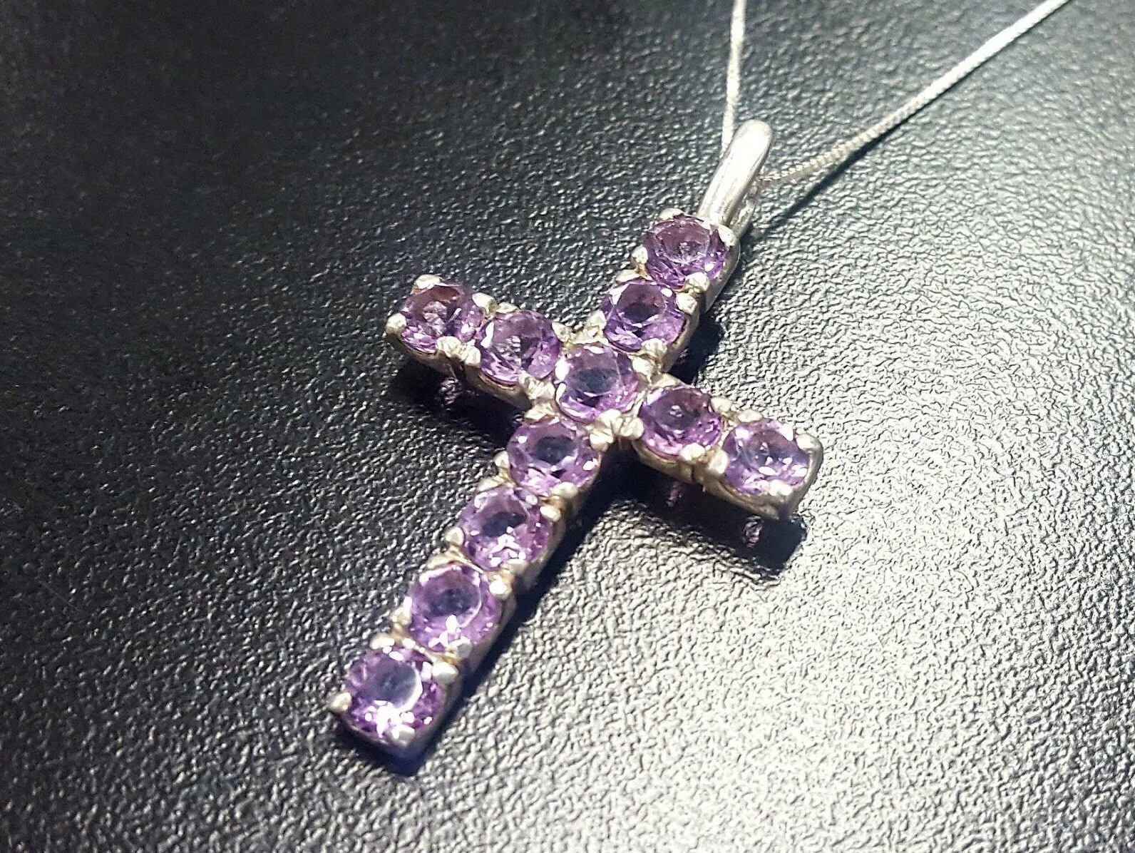 Cross Amethyst Necklace - Natural Amethyst Necklace - Purple Cross Pendant