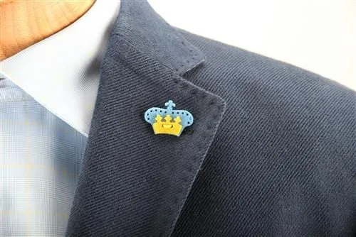 Crown Lapel Pin - Bishop Blue with Huckleberry Yellow