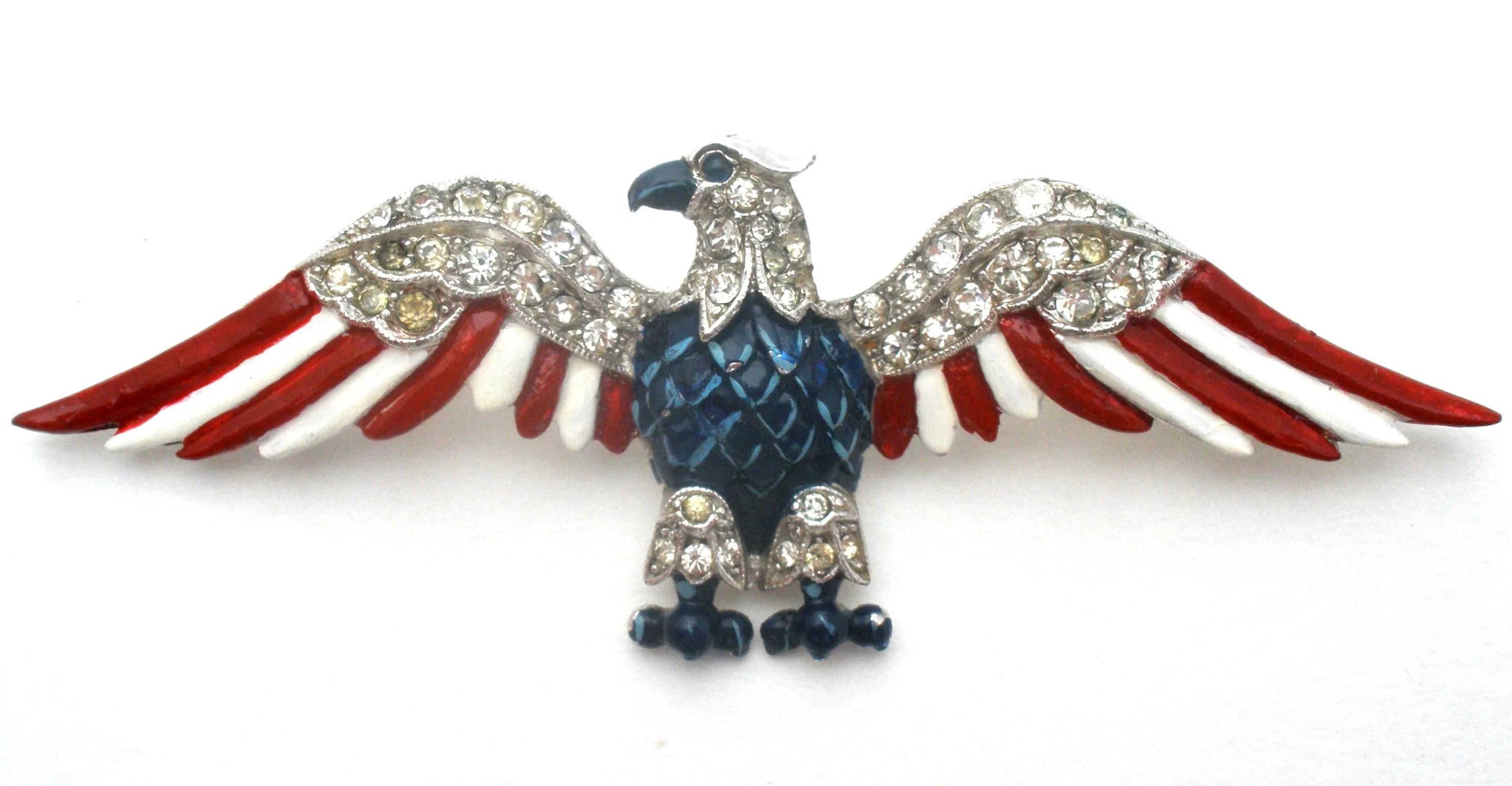 Crown Trifari Enamel Eagle Brooch Pin Vintage