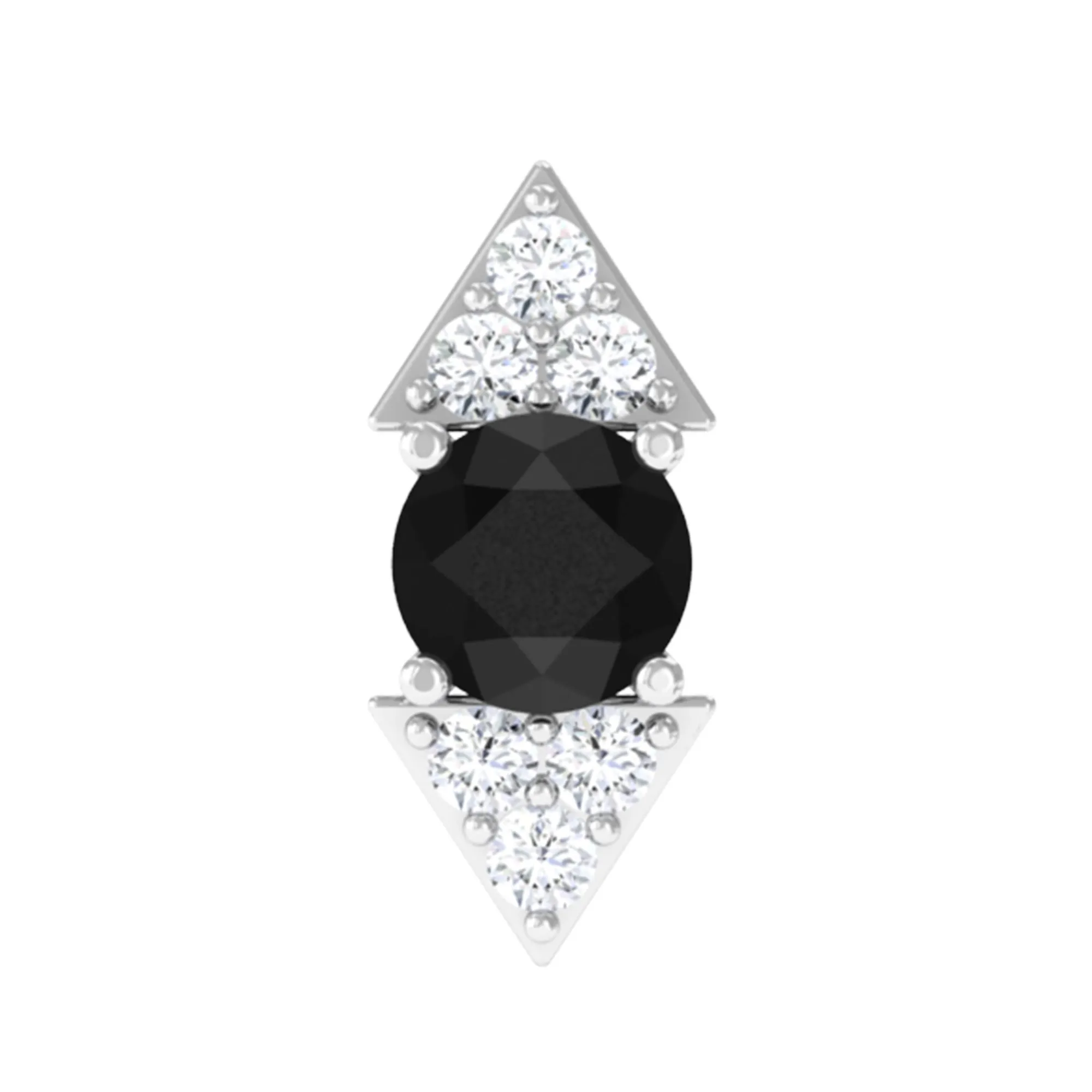 Dainty Black Onyx and Diamond Arrow Tragus Earring