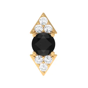 Dainty Black Onyx and Diamond Arrow Tragus Earring