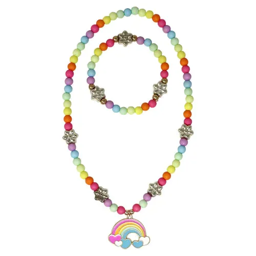 Daisy Rainbow Necklace and Bracelet Set