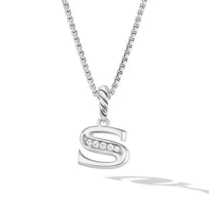 David Yurman 8mm Pave Initial S Necklace