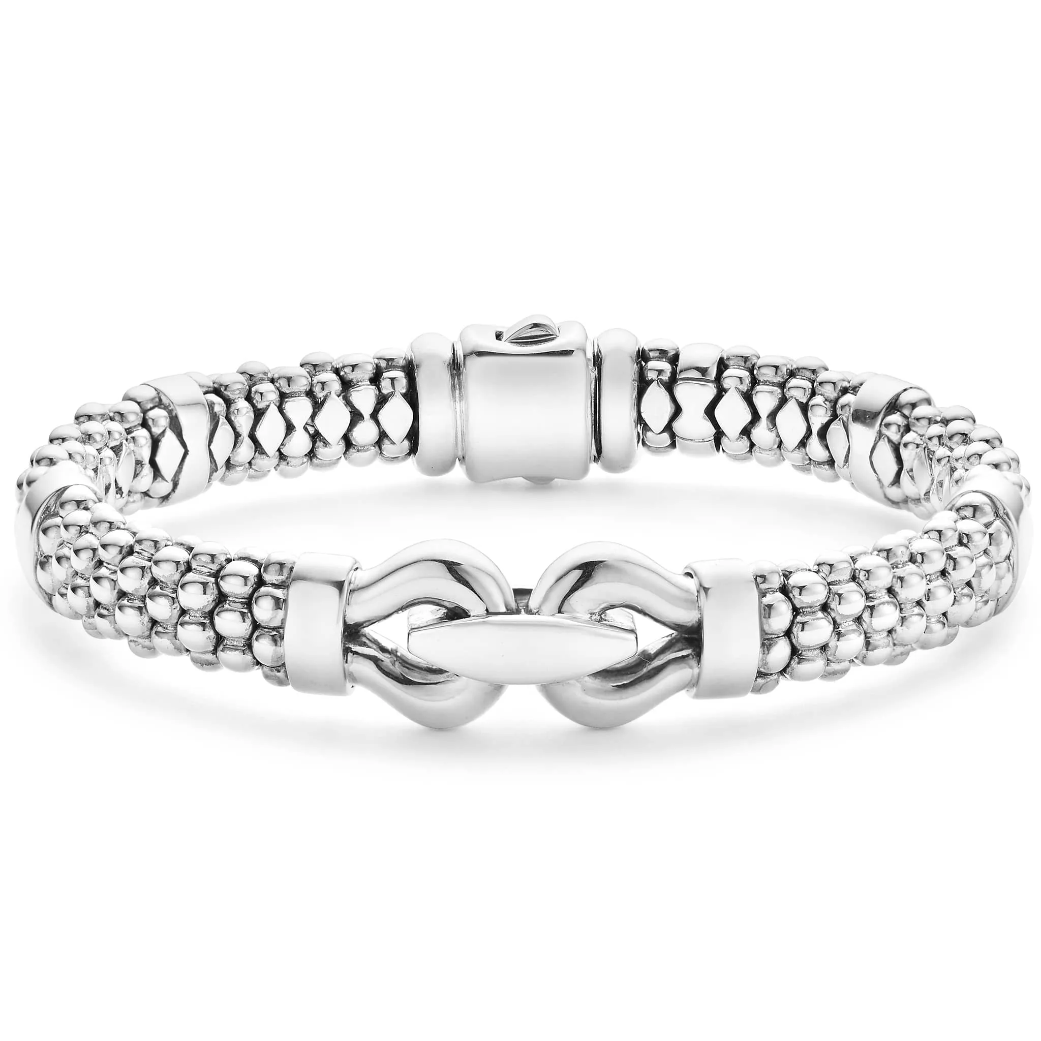 Derby Silver Caviar Buckle Bracelet | 9mm