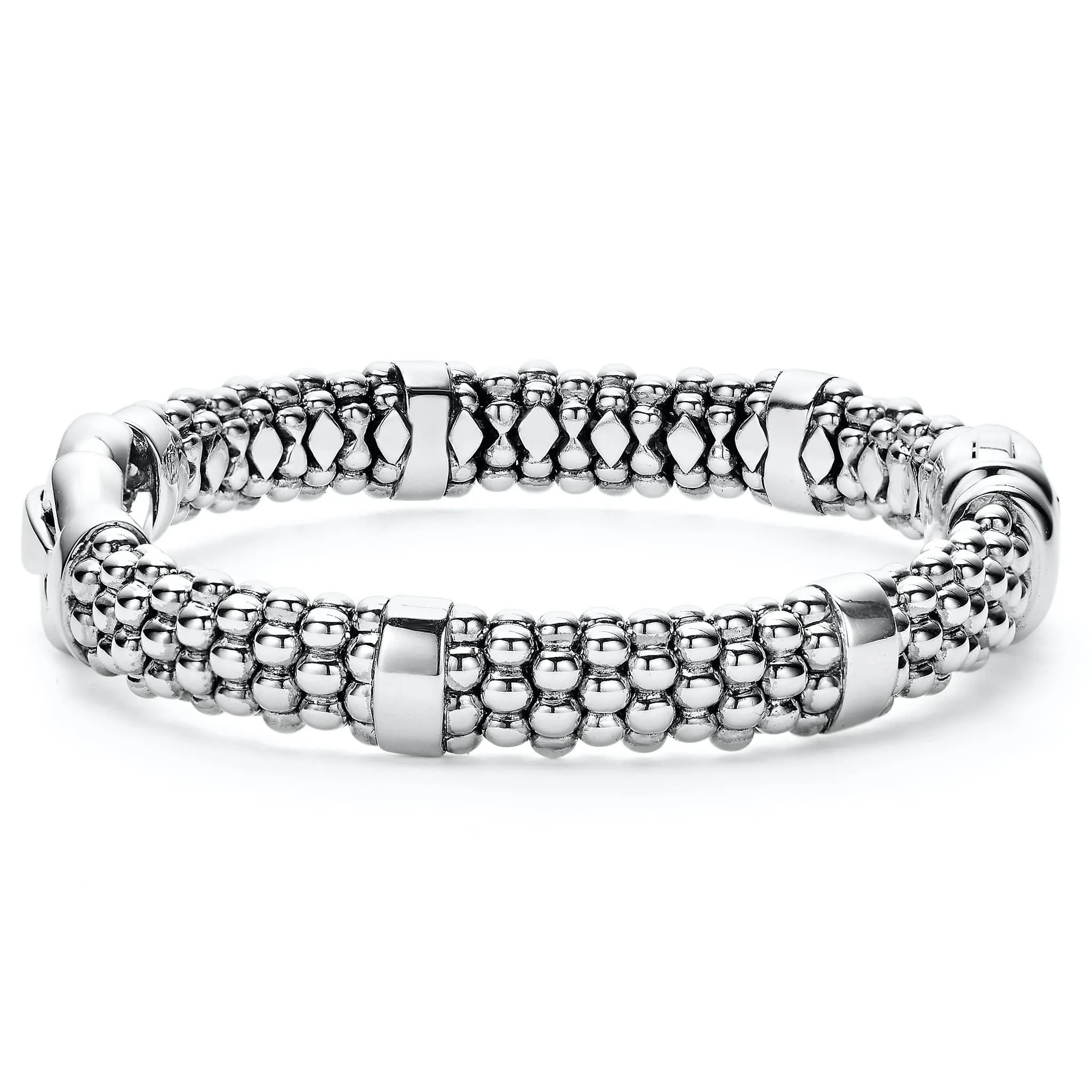 Derby Silver Caviar Buckle Bracelet | 9mm