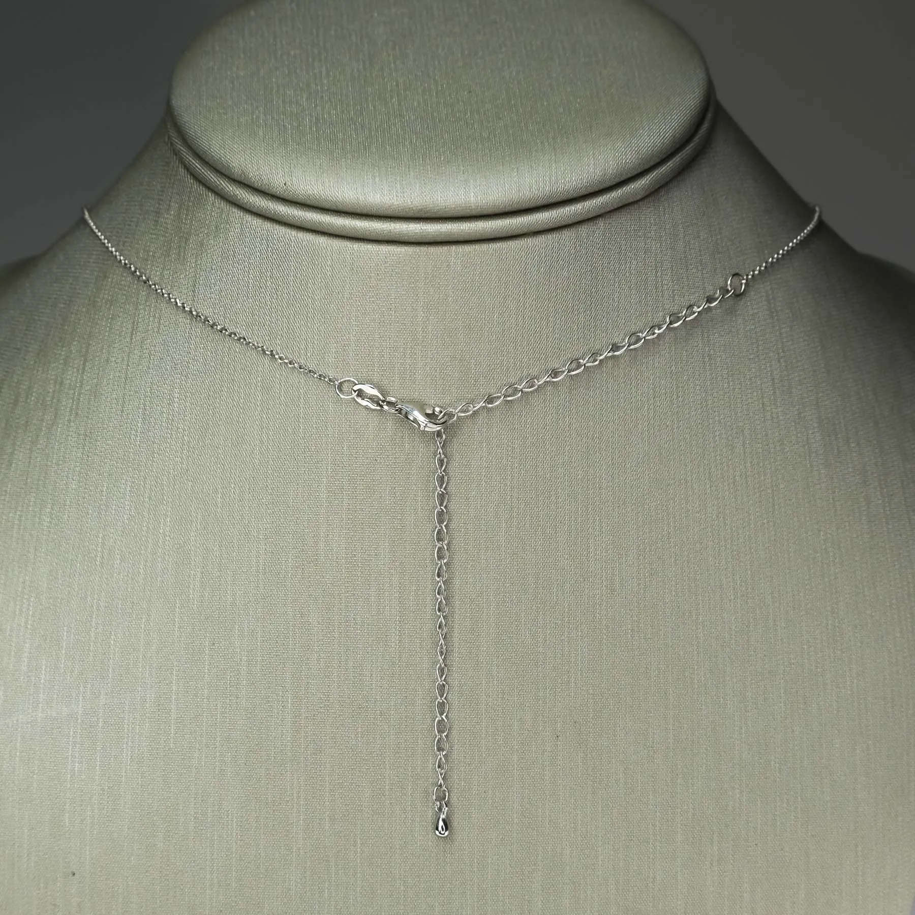 Diamond Cluster Teardrop Dangle Station Necklace in 10K White Gold