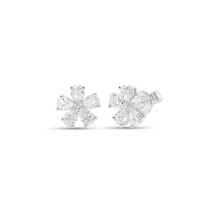 Diamond Five-Petal Flower Stud Earrings