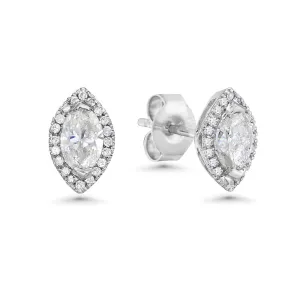 Diamond Halo & Marquise Shape Studs Earrings (1.00 ct.) in 14K Gold