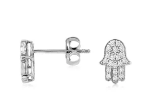 Diamond Hamsa Stud Earrings