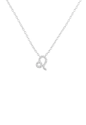 Diamond Zodiac Silver Necklace Leo