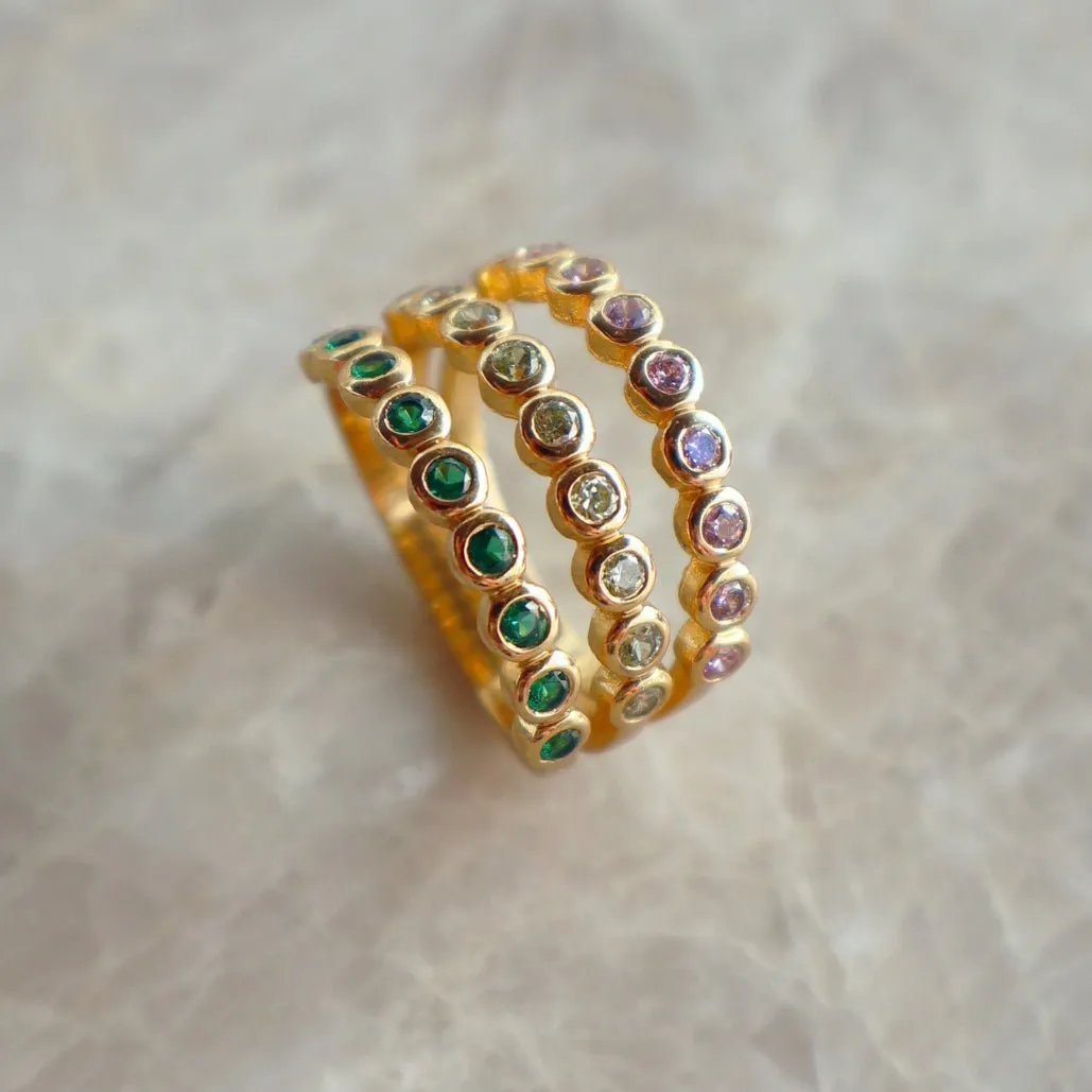 Dotty Illusion Ring Flamingo CZ and Gold