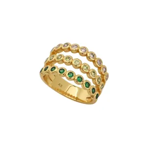 Dotty Illusion Ring Flamingo CZ and Gold