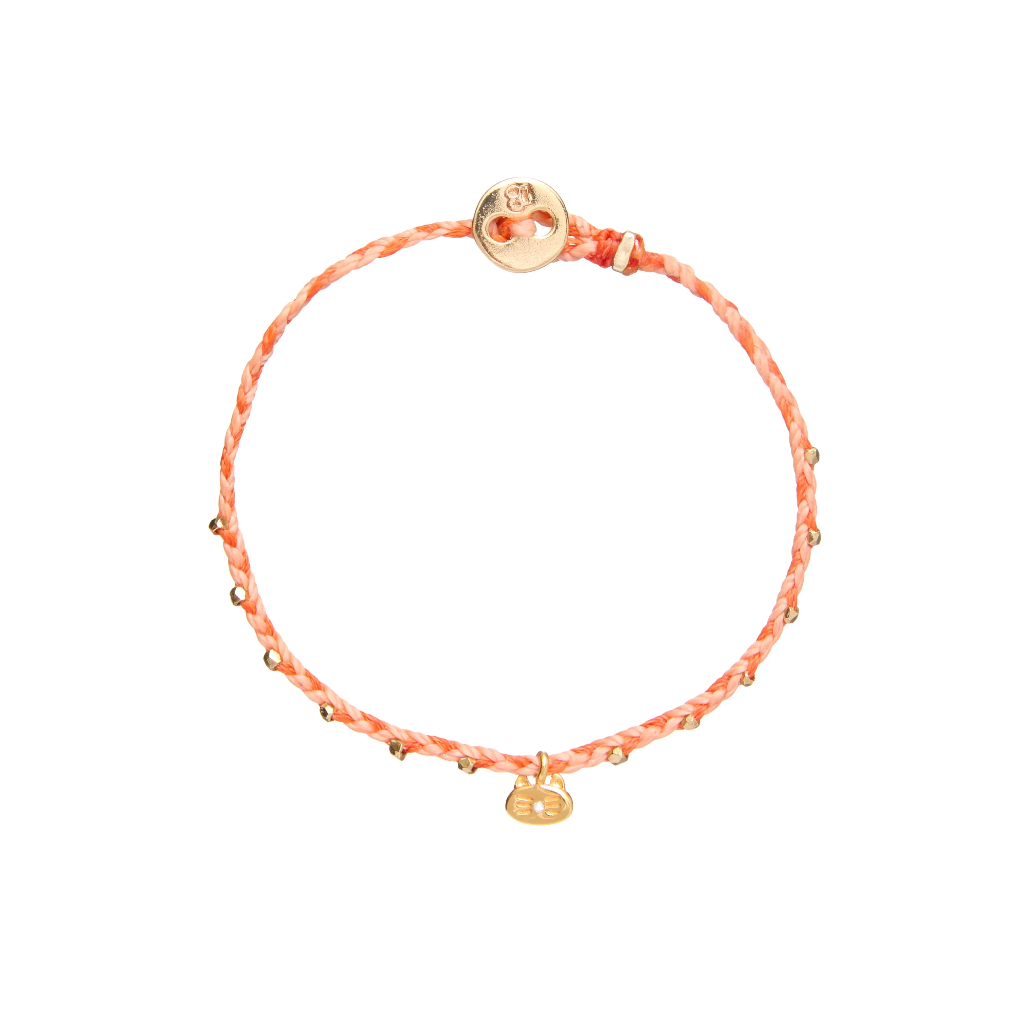 Easygoing Diamond Kitty Charm Bracelet in Tangerine Fleck