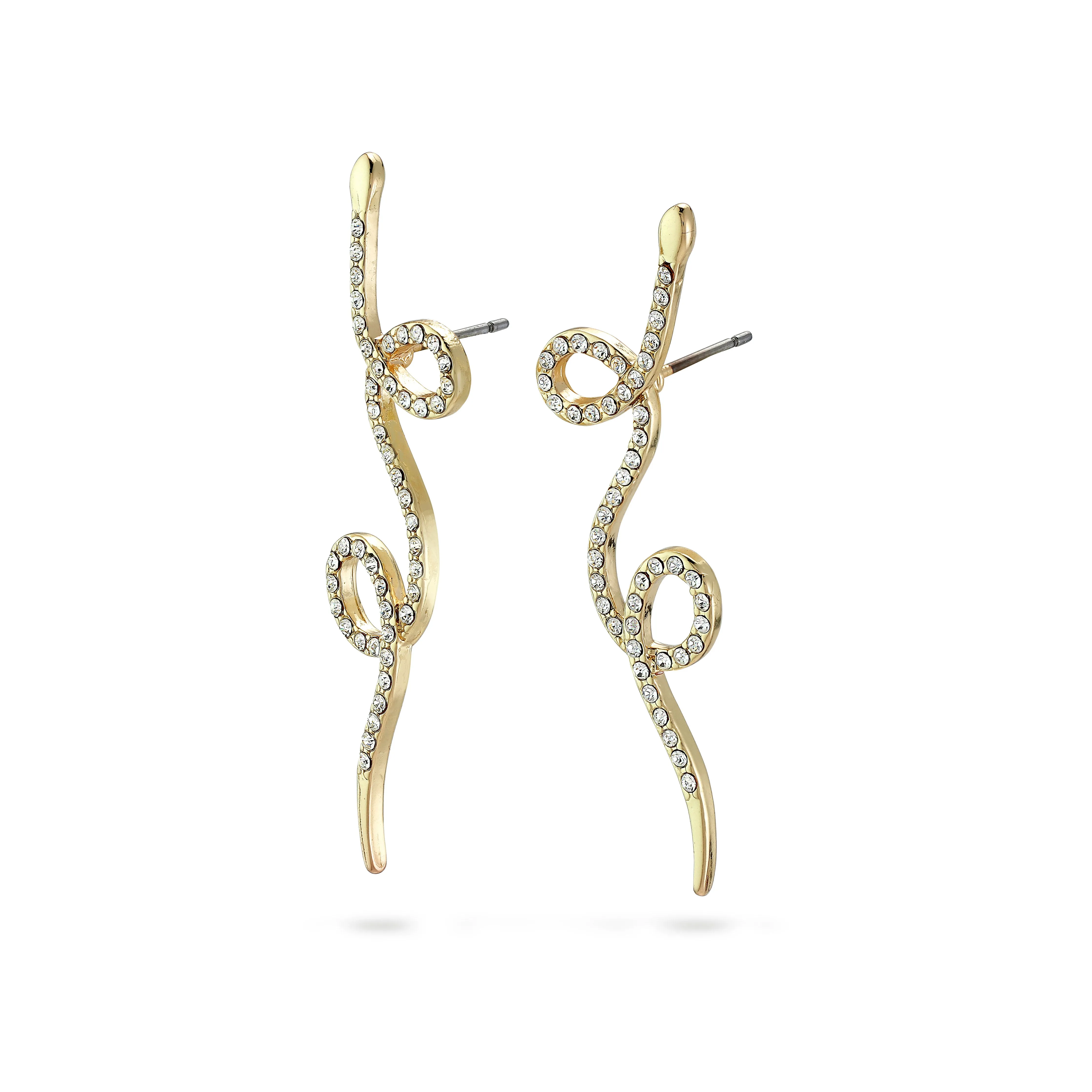 EBBA crystal snake earrings gold-plated