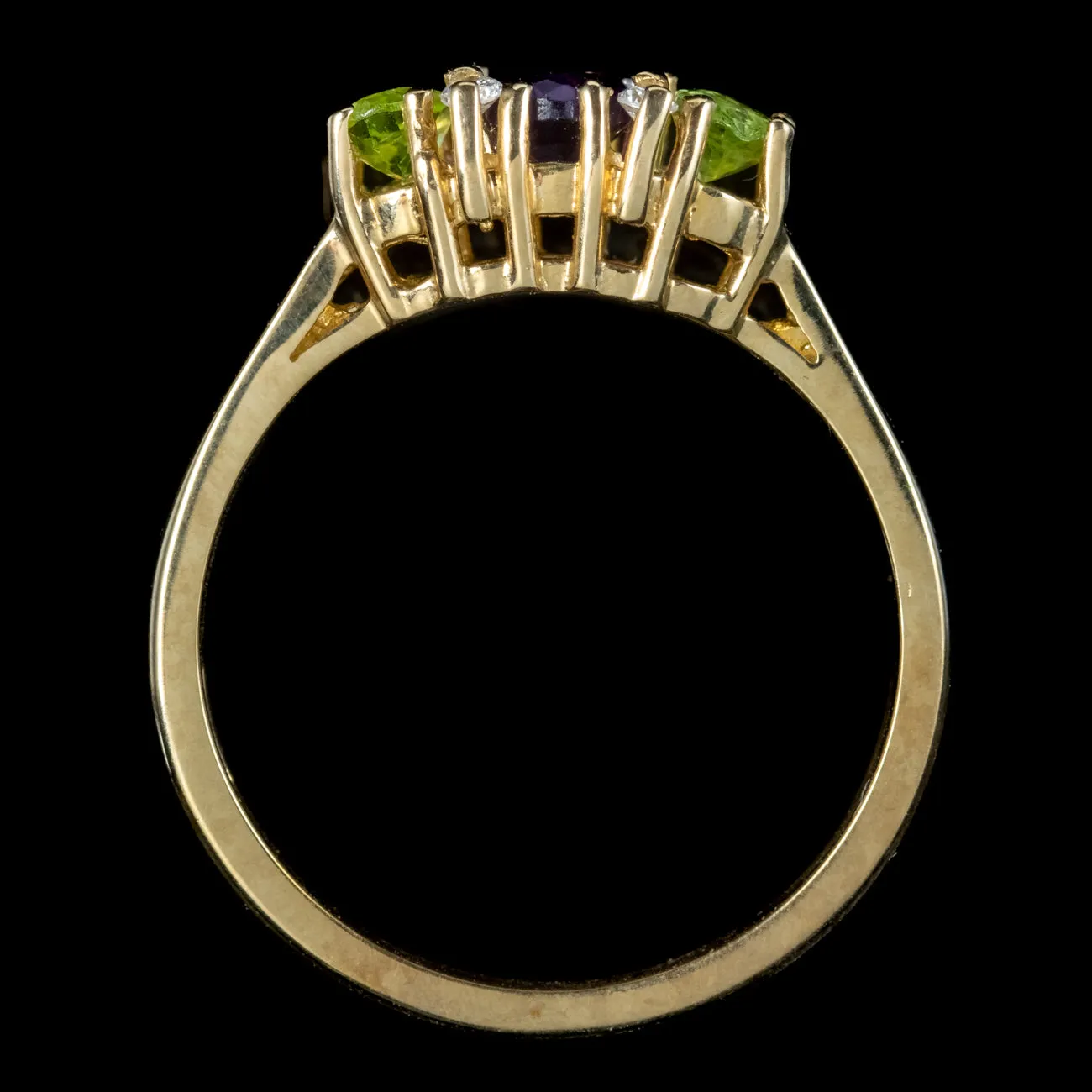 Edwardian Suffragette Style Amethyst Peridot Diamond Ring