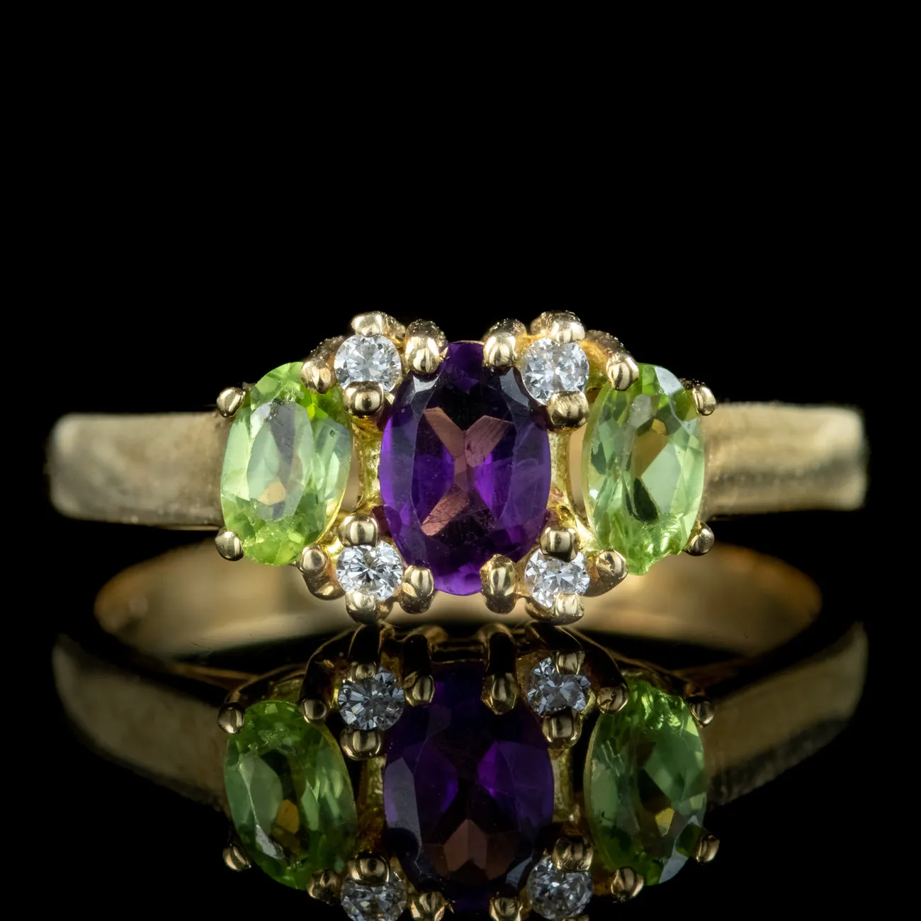 Edwardian Suffragette Style Amethyst Peridot Diamond Ring